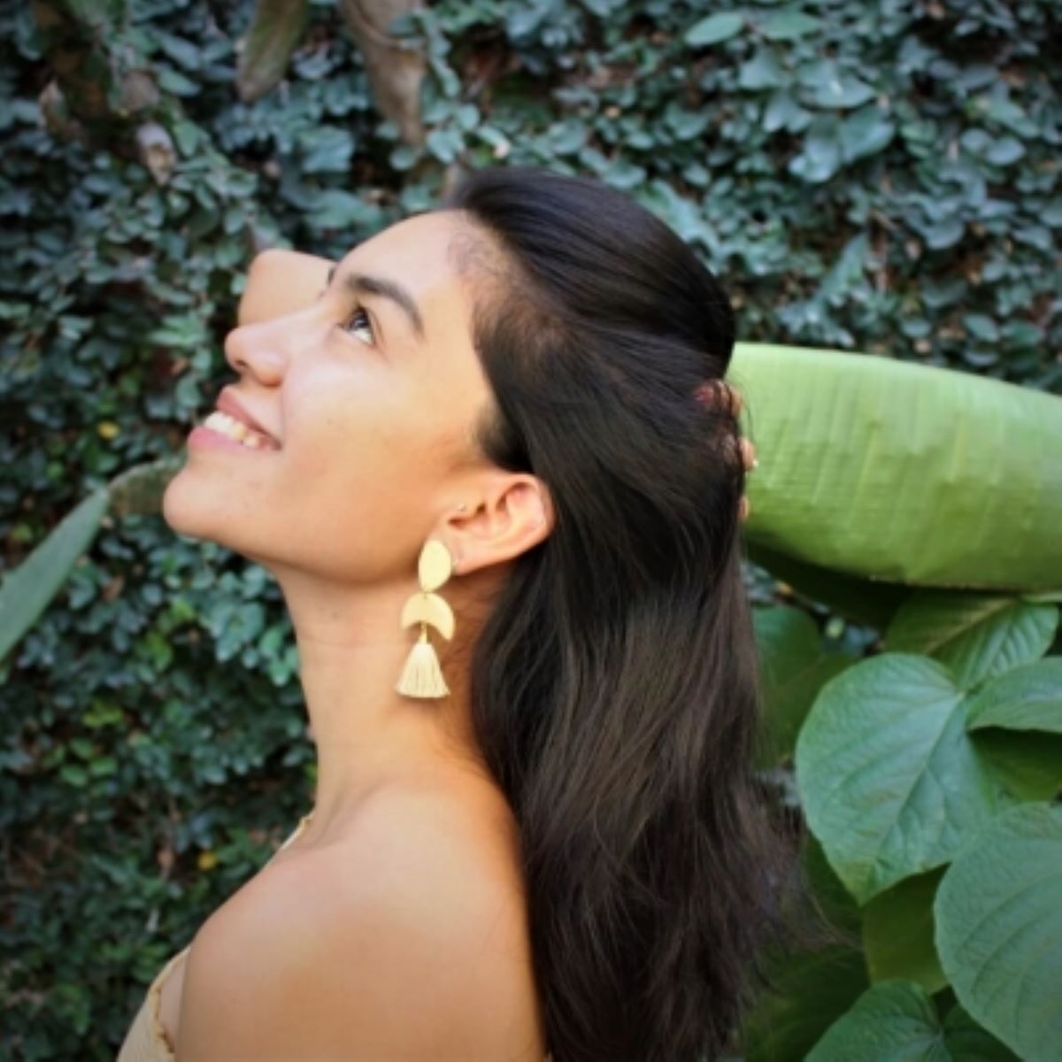 Tania Modelling Her Poly Bloom Earrings